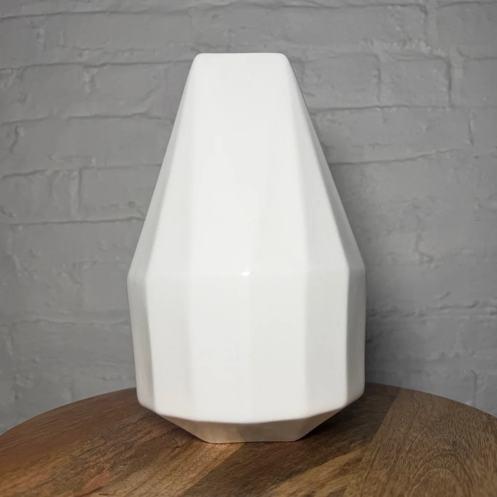 West Elm White Geometric Porcelain Vase